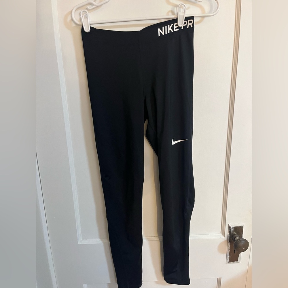 Nike Pro Black Tights with White Logo